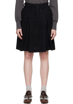 AMBUSH Black Tweed Pleats Midi Skirt