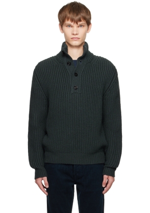 TOM FORD Gray Cashmere Wool Half Button Sweater
