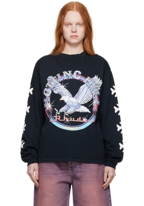 Rhude Black 'Notting Hill' Eagle LS T-shirt