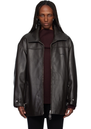 Courrèges Brown Oversized Leather Jacket