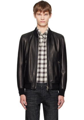 TOM FORD Black Shiny Nappa Plonge Leather Jacket