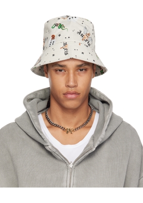 Palm Angels Off-White Pin Up All Over Bucket Hat