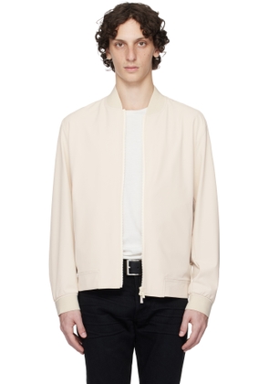BOSS Off-White Water-Repellent Performance-Stretch Bomber Jacket