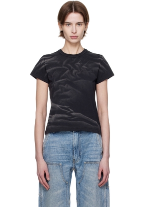 Alexander Wang Black Distressed Logo Shrunken T-shirt