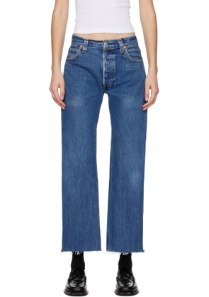 Re/Done Blue Levi's Edition High Rise Wide Leg Crop Jeans
