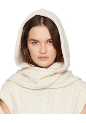 OPEN YY Off-White Convertible Cable Knit Hooded Scarf