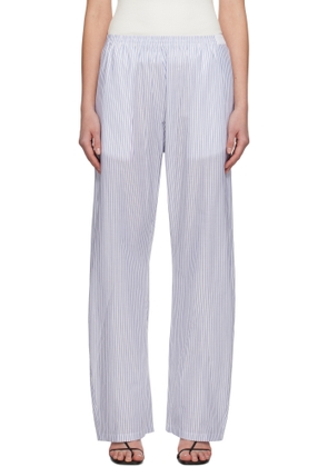MM6 Maison Margiela White & Blue Striped Cotton Poplin Lounge Pants