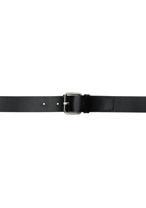 032c Black Double Buckle Leather Belt