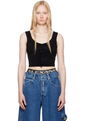 Alexander Wang Black Sheer Ruched Tank Top