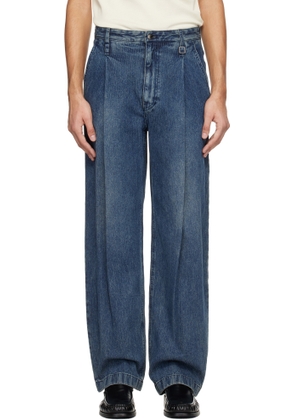 WOOYOUNGMI Blue Corduroy Denim Jeans