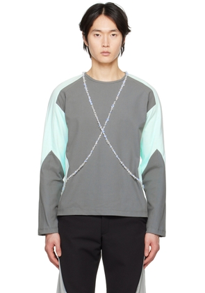 STRONGTHE Gray & Green Stoned Angel Long Sleeve T-Shirt