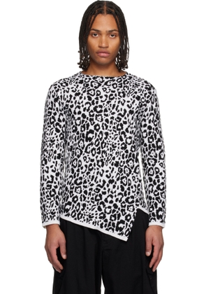 Black Comme des Garçons White & Black Leopard Sweater