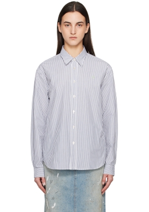 Acne Studios White & Navy Striped Shirt
