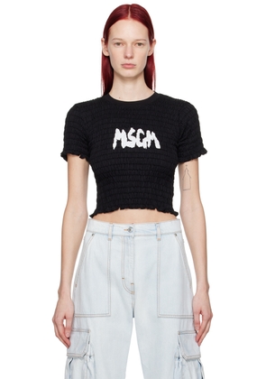 MSGM Black Shirred T-Shirt