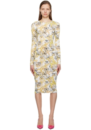 Versace Jeans Couture White Graphic Midi Dress