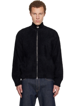 WOOYOUNGMI Black Hairy Zip-up Sweater