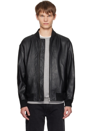 BOSS Black Regular-Fit Textured Leather Jacket
