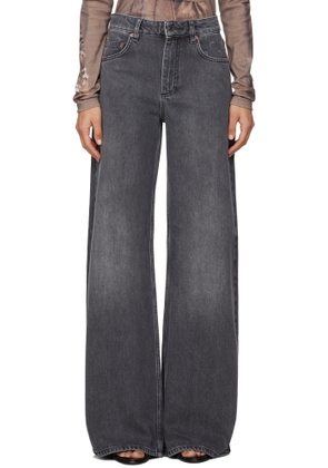 Marine Serre Gray Moon Laser High-Waist Flare Jeans