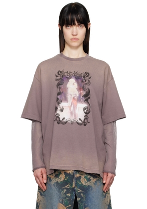 Acne Studios Purple Layered Print T-shirt