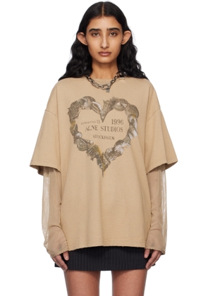 Acne Studios Beige Layered Print T-shirt
