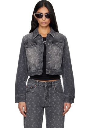 Marine Serre Gray Moon Laser Cropped Denim Jacket