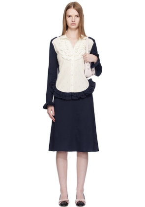 Ashley Williams Navy & White Chan Midi Dress