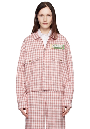 Moschino Jeans Red Viscose-Linen Check Jacket