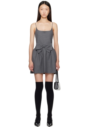 SHUSHU/TONG Gray Bowtie Halter Minidress