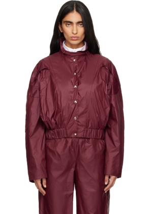 FIDAN NOVRUZOVA Burgundy Macar Nylon Windbreaker Bomber Jacket