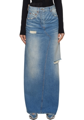 MM6 Maison Margiela Blue Denim Twisted Maxi Skirt