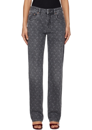 Marine Serre Gray Moon Laser Straight Jeans