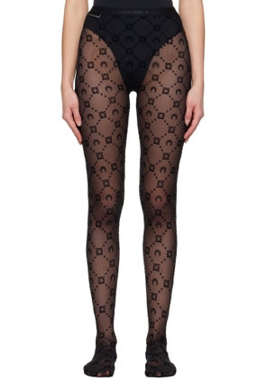 Marine Serre Black Moonogram Mesh Flock Tights