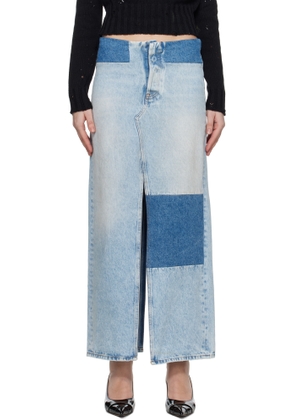 MM6 Maison Margiela Blue Paneled Denim Maxi Skirt
