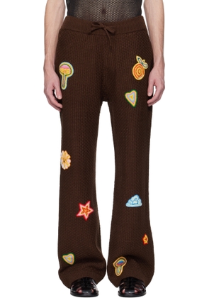 Casablanca Brown Motif Crochet Sweatpants
