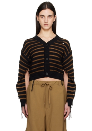 MM6 Maison Margiela Black & Brown V-Neck Cardigan