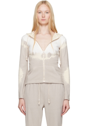 MM6 Maison Margiela Gray & Off-White Interlock Cotton Jersey Hoodie