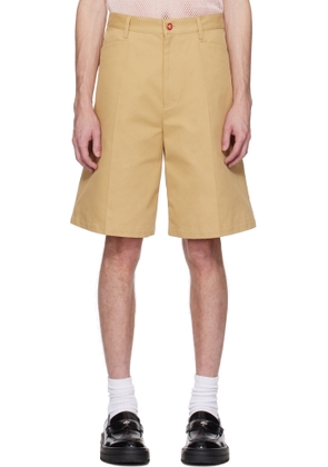 Casablanca Tan Cotton Pleated Shorts
