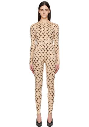 Marine Serre Beige Recycled Jersey Moon Catsuit