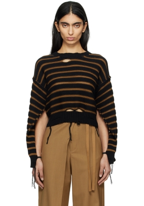 MM6 Maison Margiela Black & Brown Mariniere Crewneck Sweater