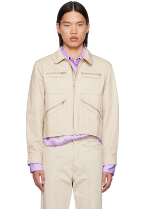 Edward Cuming Beige Spread Collar Jacket