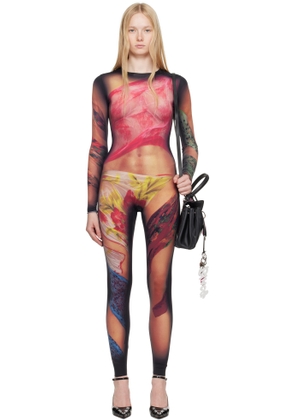 Marine Serre Multicolor Recycled Draped Statue Jersey Unitard