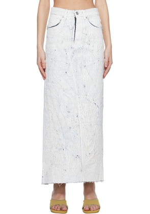 MM6 Maison Margiela White Hand-Painted Denim Maxi Skirt