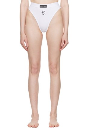 Marine Serre White Moon Logo Stretched Jersey High-Waist Briefs