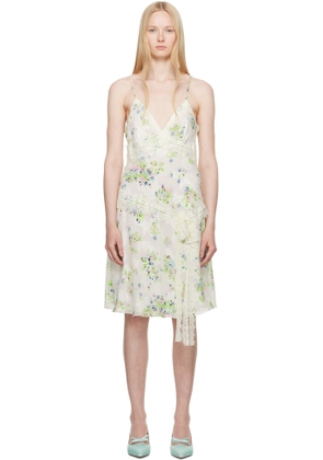 Anna Sui Off-White Rosies Posies Chiffon Romantic Lace Slip Dress