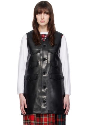 Tao Comme Des Garçons Black Belted Faux-Leather Vest