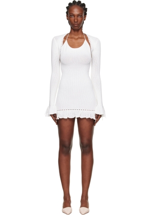 GUIZIO White Crochet Halter Minidress