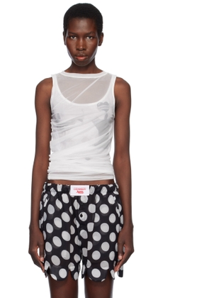 Charles Jeffrey LOVERBOY White Draped Mesh Tank Top