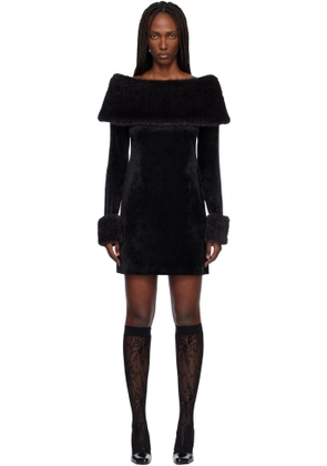 Anna Sui Black Stretch Velour Minidress