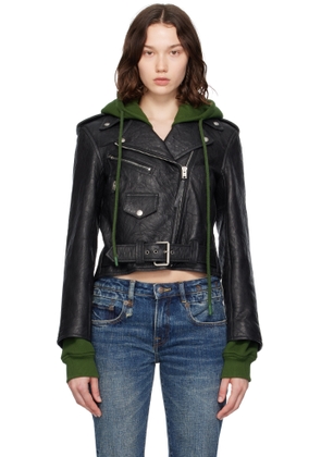 Acne Studios Black & Green Layered Leather Jacket