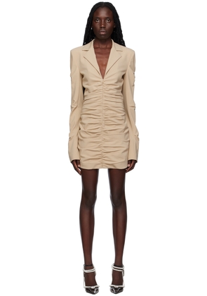 MACH & MACH Tan Ruched Minidress
